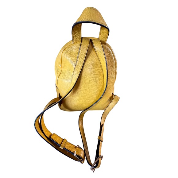 $350 TORY BURCH Solarium Yellow Leather Mini Backpack Designer Bag Embossed Logo